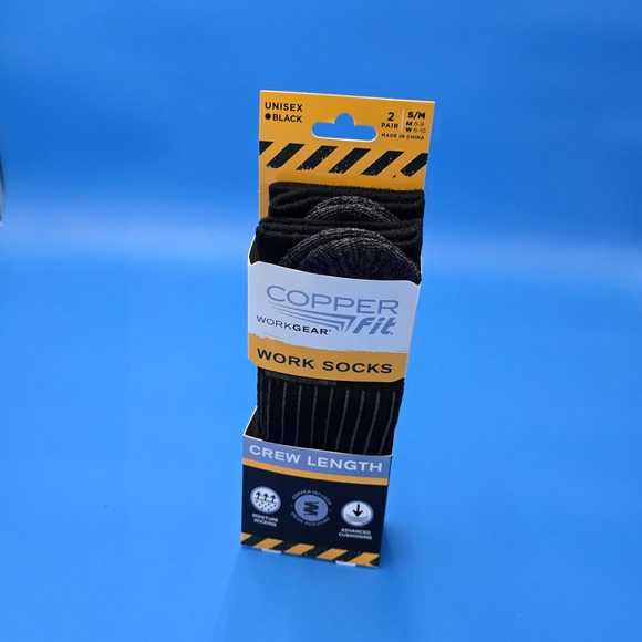 Copper Fit Workgear‎ Work Socks 2 pair NEW Crew Length S/M M5-9, W 6-10 - Picture 1 of 3
